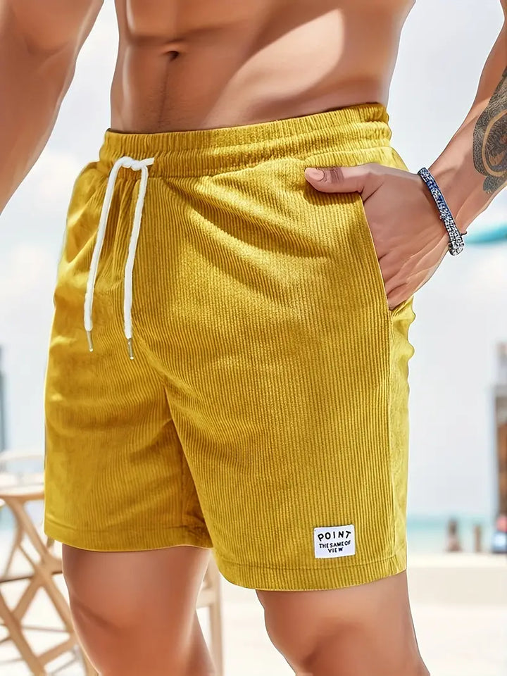 Herrsimbyxor med ribbad textur, elastisk midja, avslappnad strandklädsel