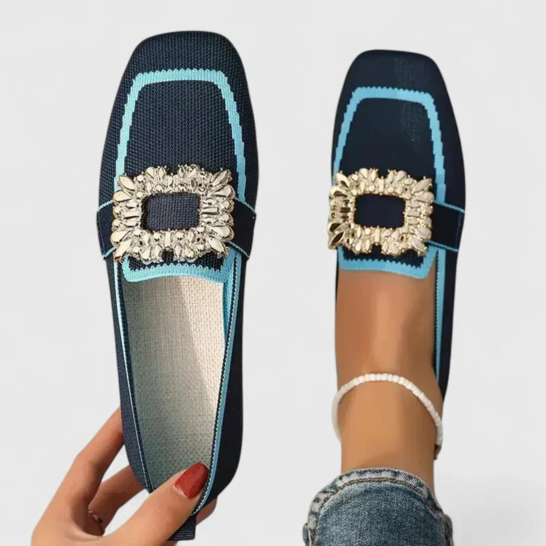 Kvinnors Kristallspänne Loafers – Dekorerade Slip-On Flats för Smart Casual Användning