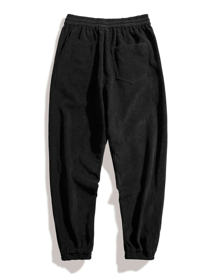 Herrars kordflöjlsko-ord med overshirt och joggers – Avslappnad tryckt casual set