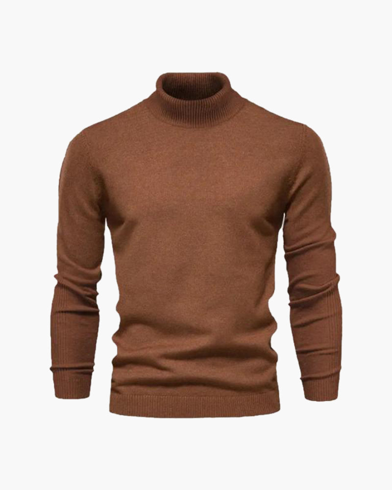 Mäns Finstickad Turtleneck Tröja Klassisk Passform