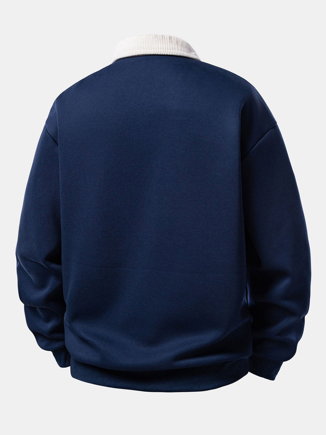 Herrarnas avslappnade polo sweatshirt med kordkrage – Blandning av bomull för höstlager