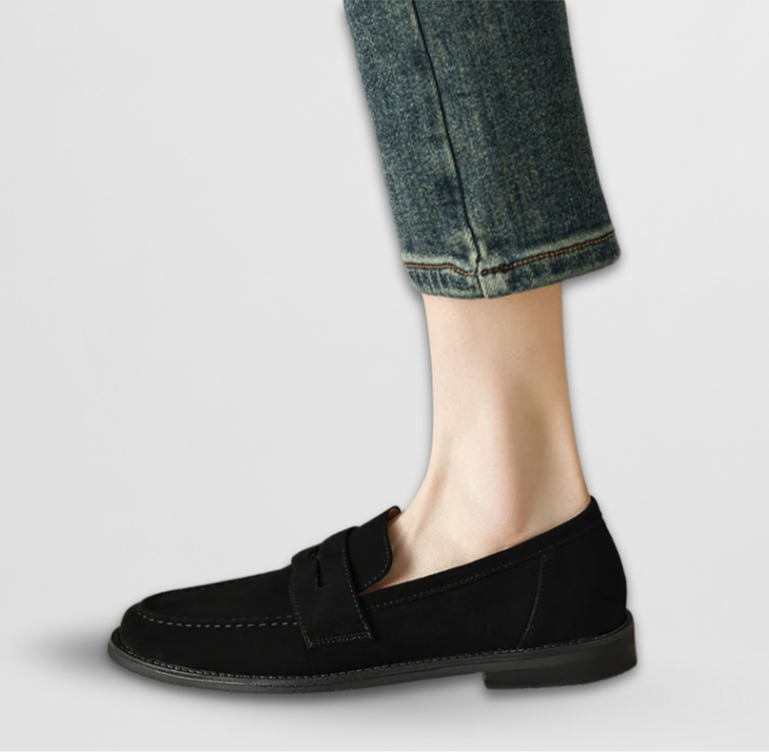 Kvinnors Suede Penny Loafers Klassiska Platta Vardagsskor
