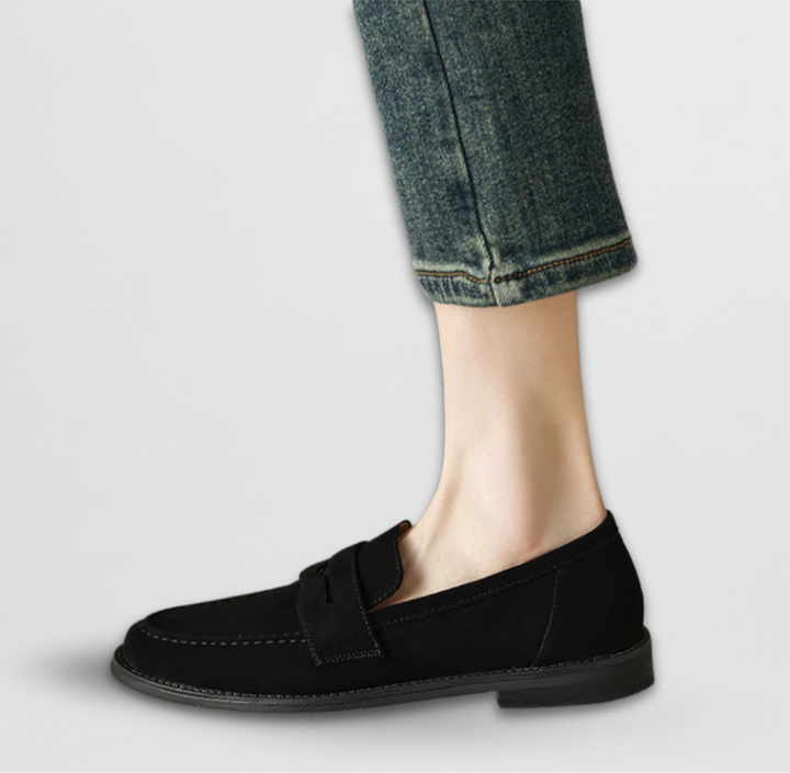 Kvinnors Suede Penny Loafers Klassiska Platta Vardagsskor