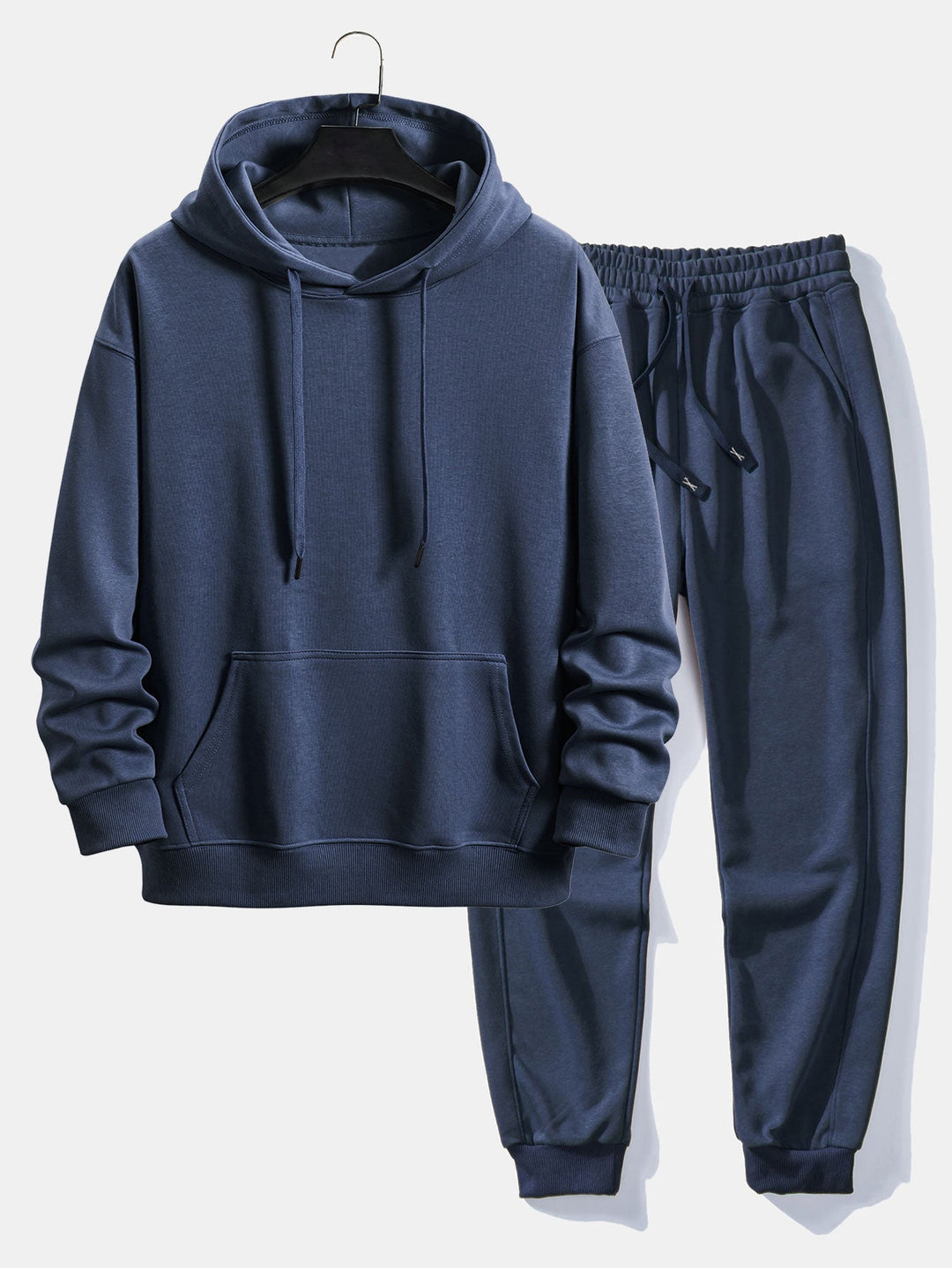 Herrars Basic Träningsset – Pullover Hoodie och Cuffed Joggers för Daglig Komfort