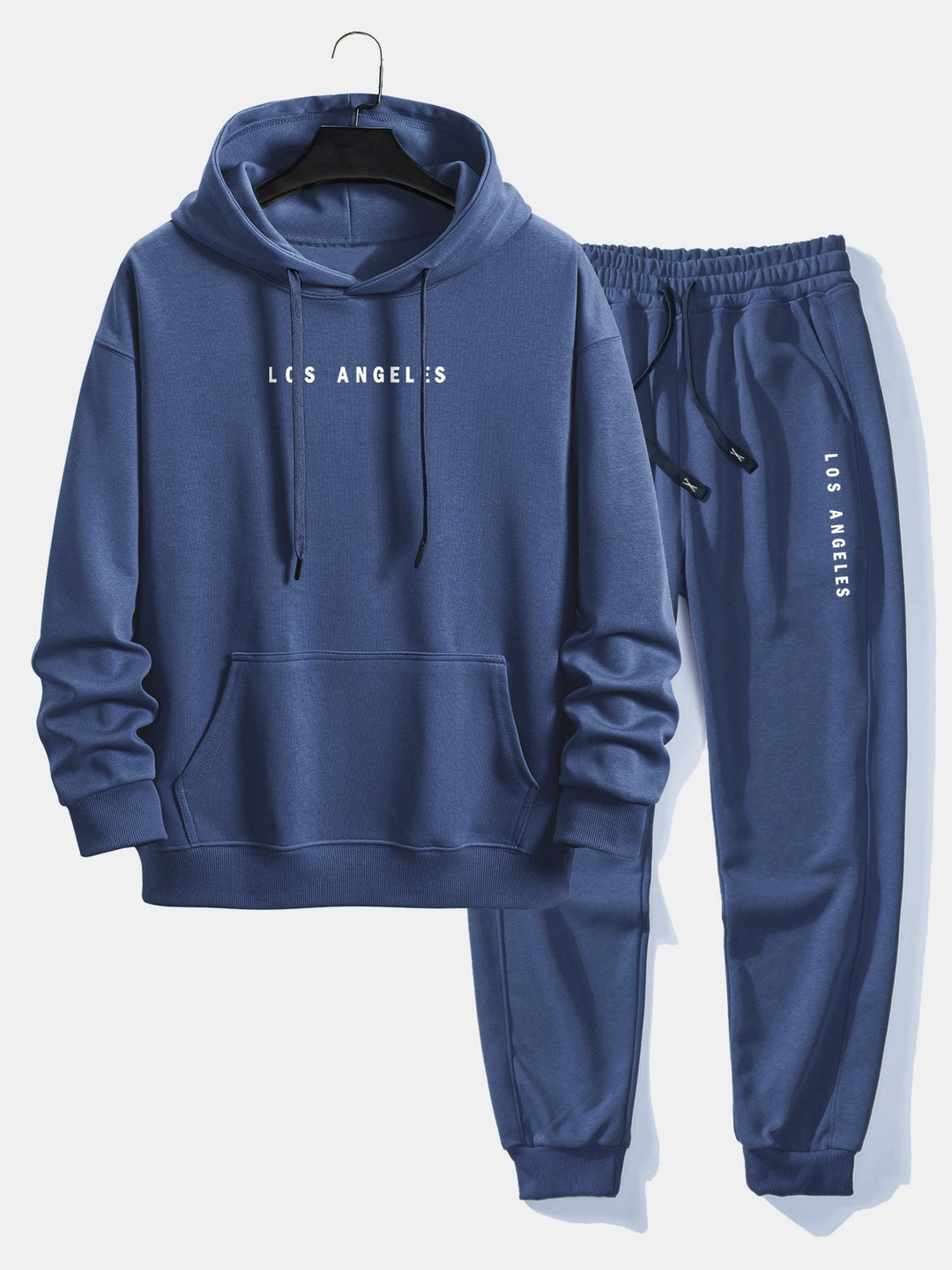 Herrars avslappnade hoodie-träningsoverall i bomullsblandning – Tryckt jogger-set för avslappnad stadsklädsel