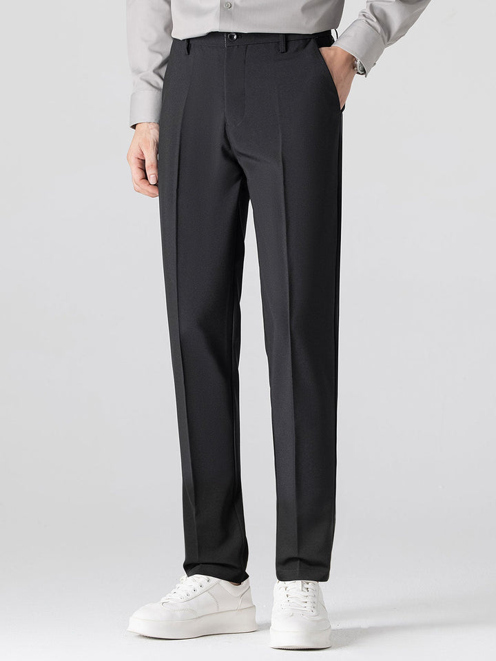 Herrarnas Viskos Texturerad Stickad Skjorta och Stretch Tapered Byxor – Smart Casual Sommarset