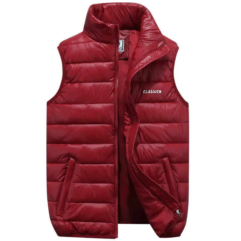 Herrars Padded Bodywarmer Ärmfri Jacka Dragkedja Framsidan Lätt Isolerad Väst