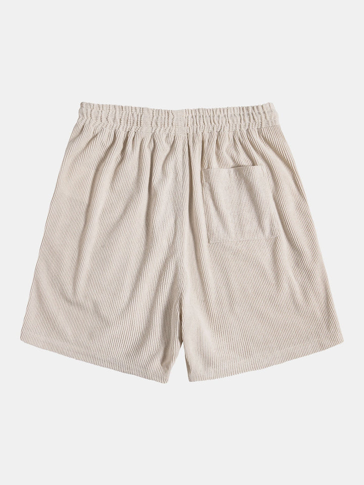 Mans Corduroy Långärmad Skjorta och Shorts Set – Texturerad Övergångs Casualwear