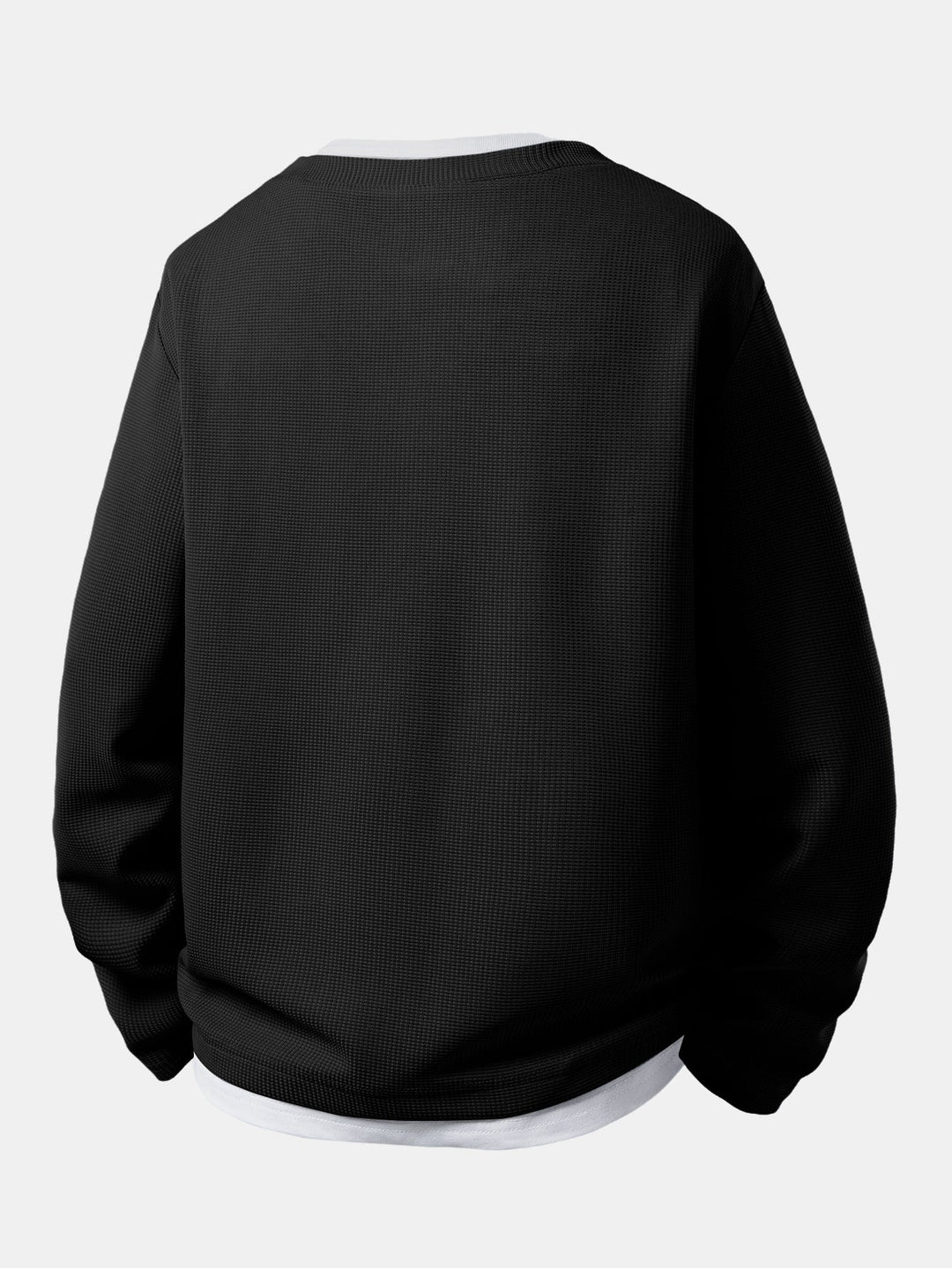 Mans Henley Waffle T-Shirt med inbyggd lager – Texturerad långärmad vardagstop