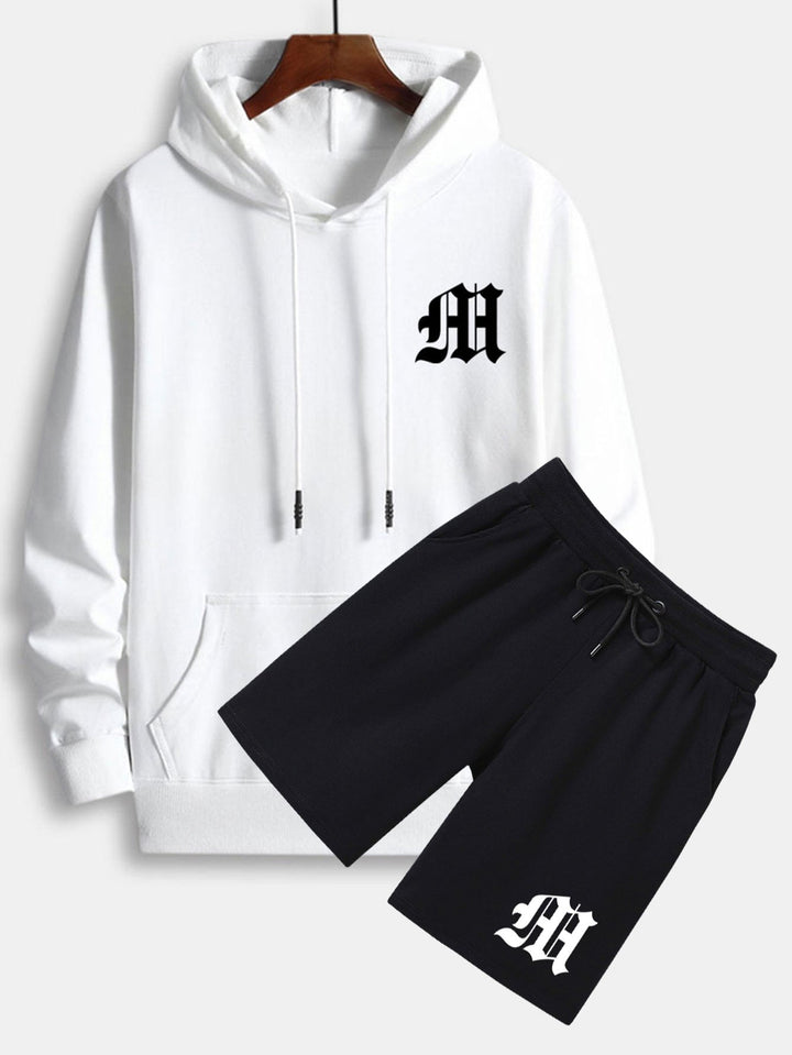 Herrars tryckta hoodie och shorts-set – Avslappnad co-ord för vardagsbruk
