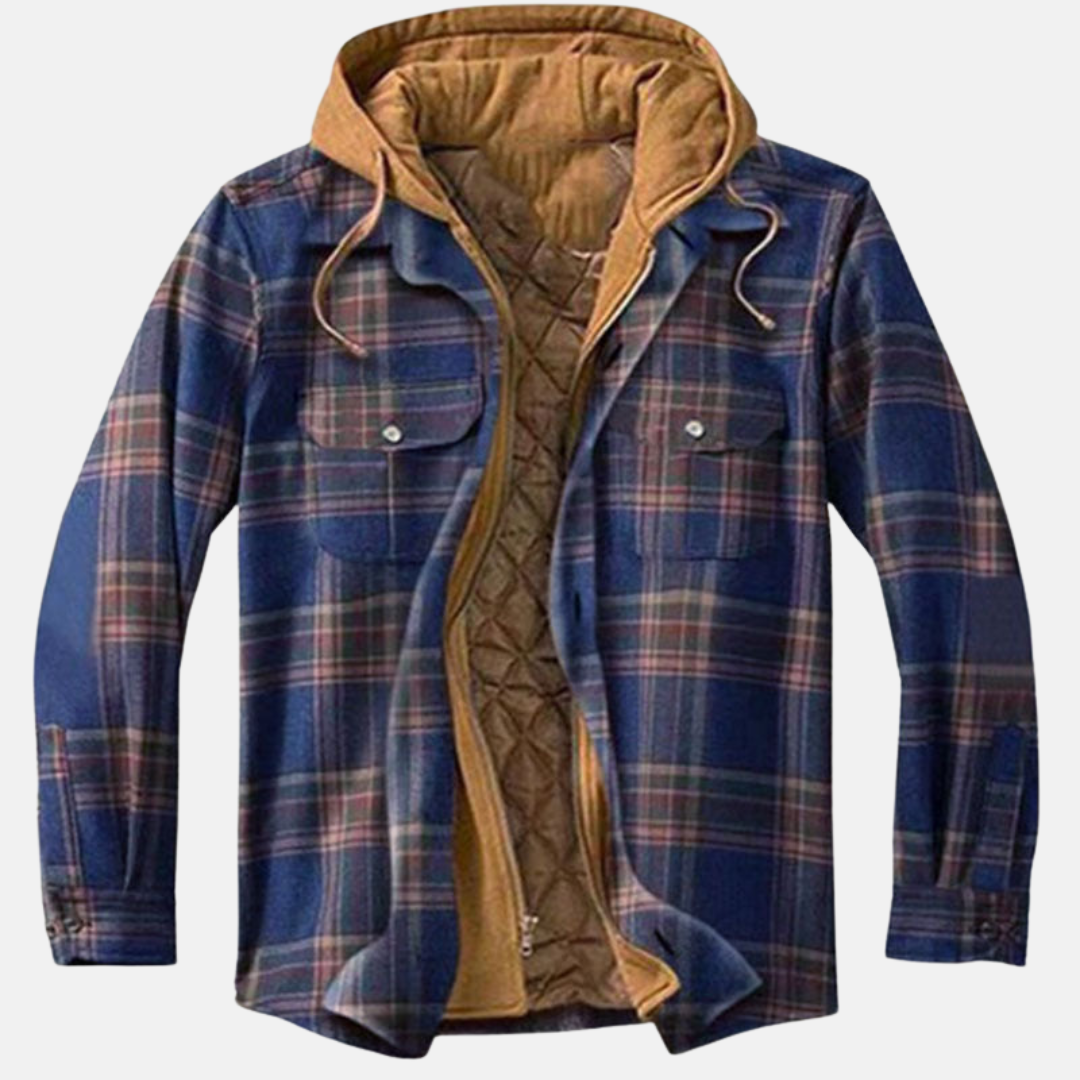 Herrarnas Varm Hooded Overshirt Jacka – Tryckt Vadderad Lager för Utomhusbruk