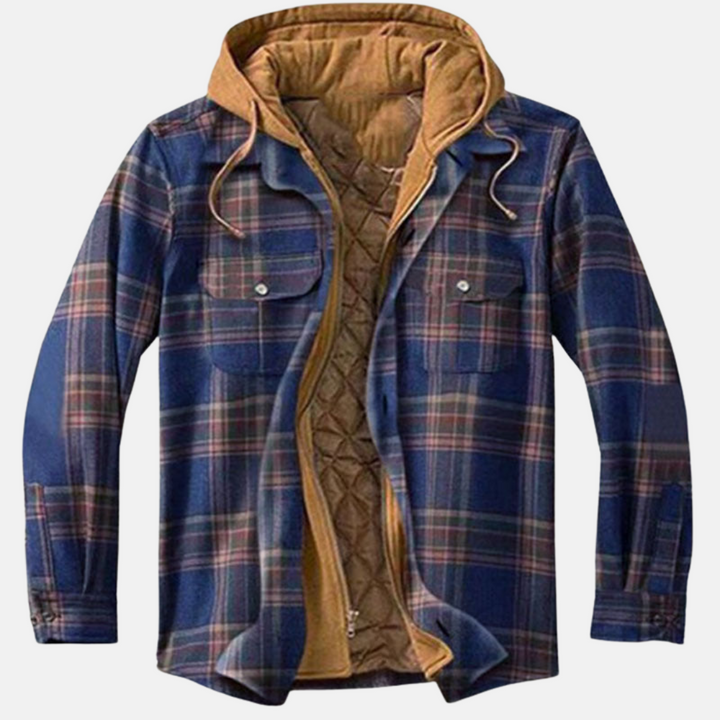 Herrarnas Varm Hooded Overshirt Jacka – Tryckt Vadderad Lager för Utomhusbruk