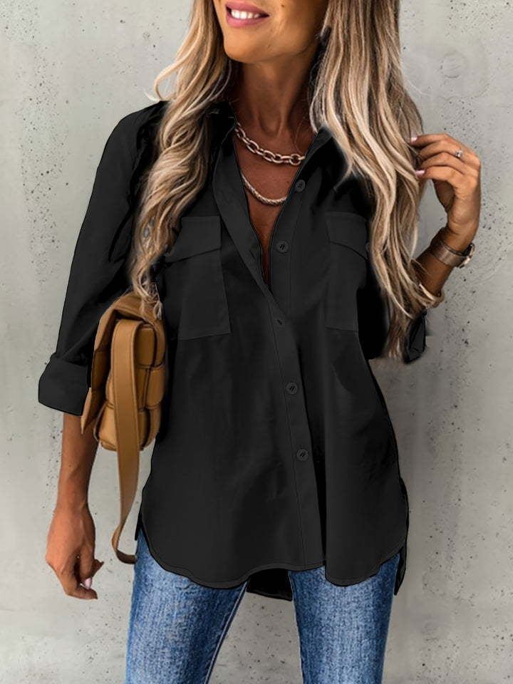 Damblus med slagkrage – Lätt, andningsbar, elegant, stilfull, bekväm, avslappnad, vardaglig blus