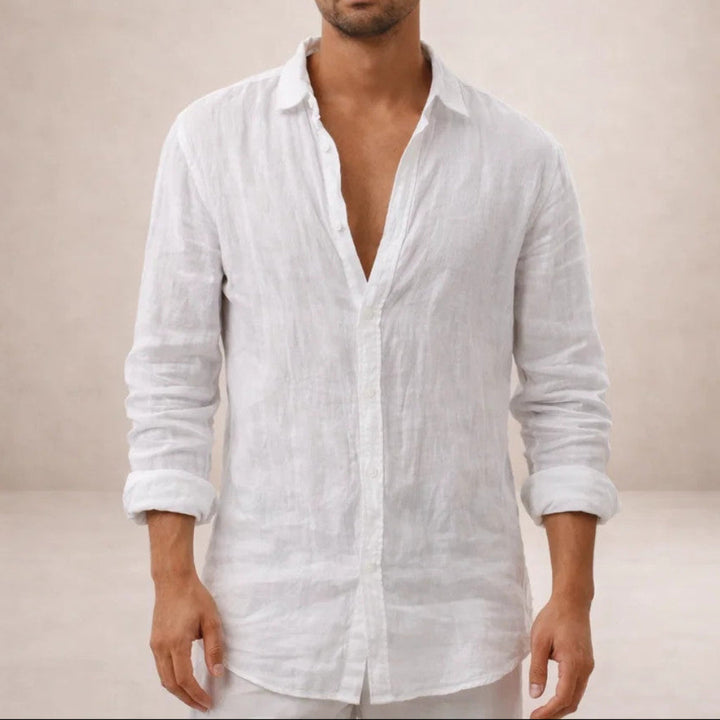 Herrars Regular Fit Linne Knapp-Down Casual Skjorta