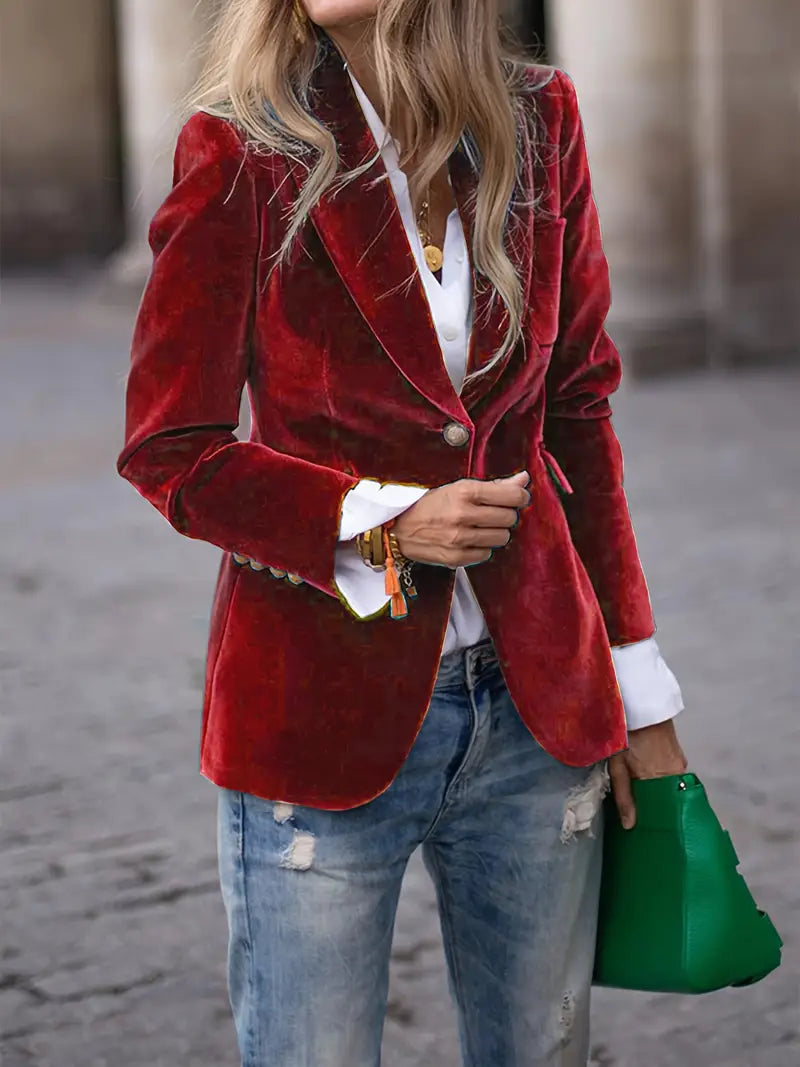 Kvinnors Skräddarsydda En-Knappl Blazer – Klassisk Kontorsjacka för Smart Casual och Festlig Klädsel