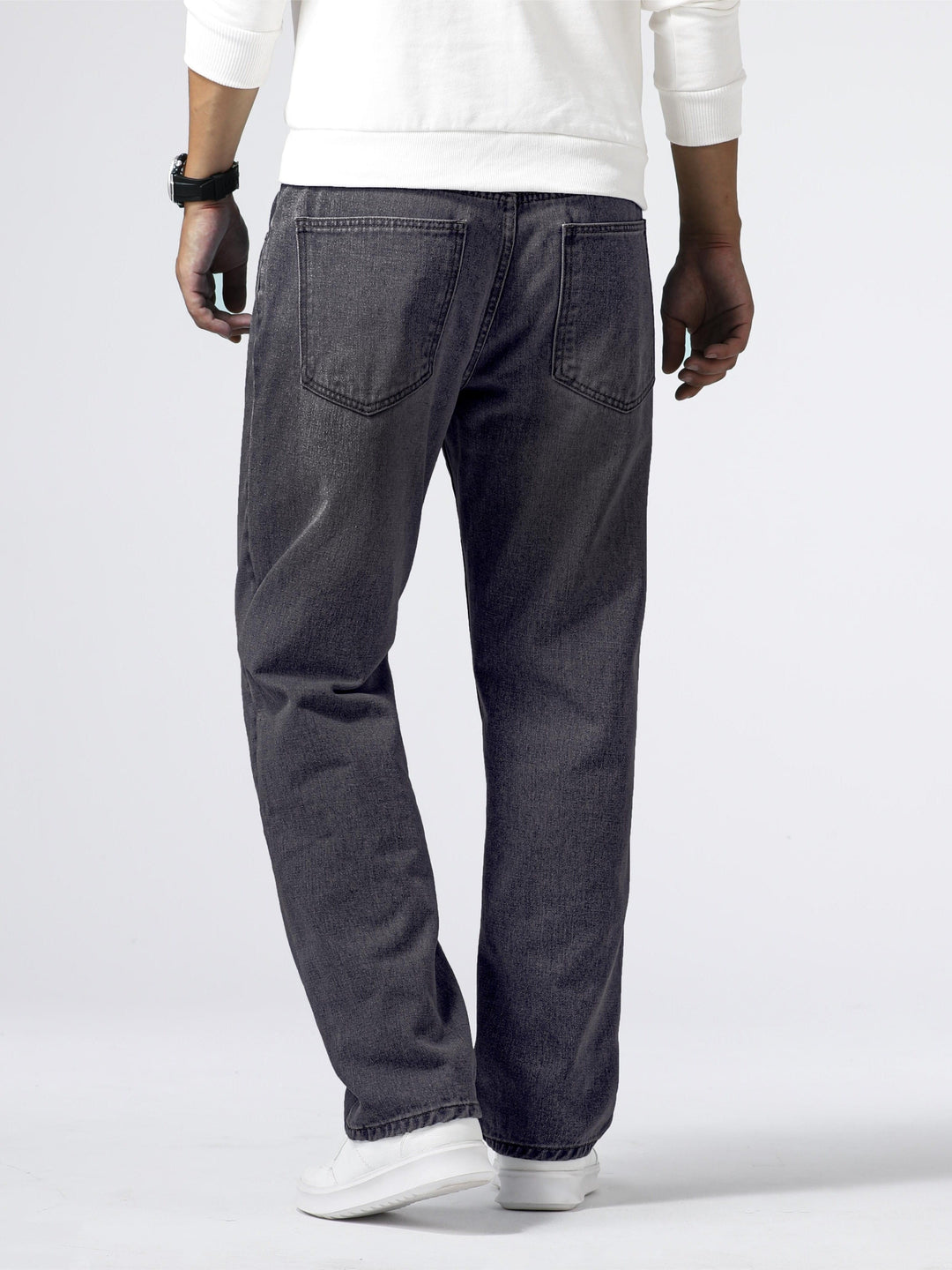 Herrens Denim Jeans Rakt Ben Tvättad Blå Varje Dags Passform