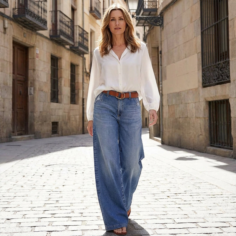 Kvinnors Högmidjade Vida Jeans Everyday Fit