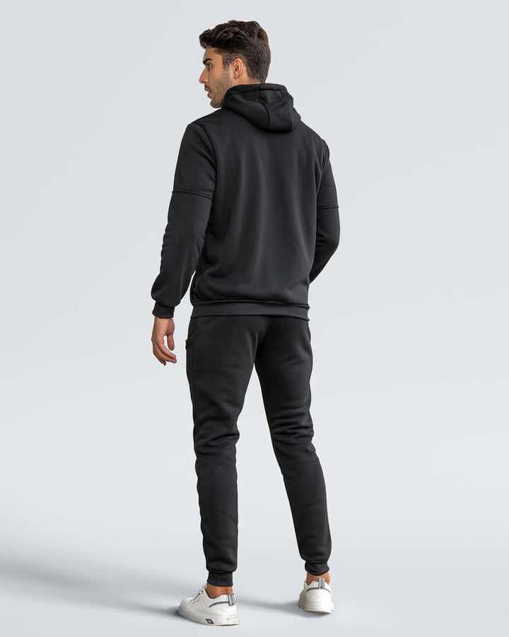 Herrarnas Hooded Tracksuit Set – Zip Jacka och Joggers för Avslappnad Användning