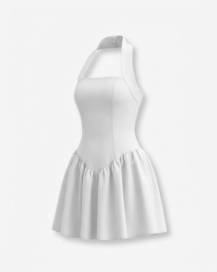 Kvinnors Halterneck Fit-and-Flare Mini Klänning – Elegant Stil för Chic Kvällar
