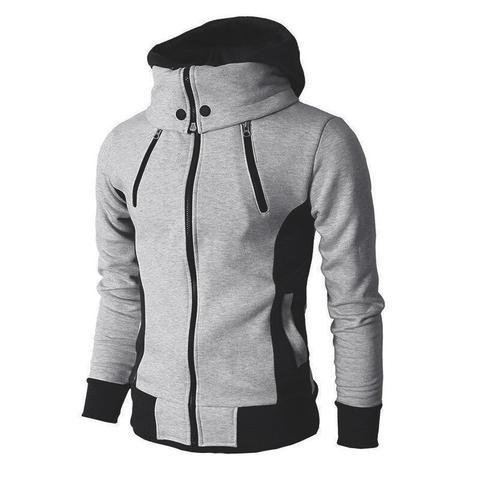 Viktor | Hoodie herr med dragkedja och dubbel krage