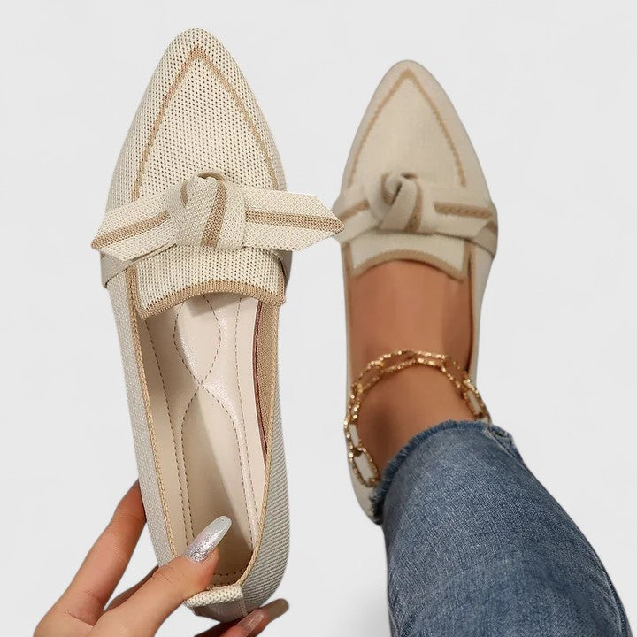 Kvinnors Spetsig Tå Loafers med Knutdetalj, Avslappnade Flats