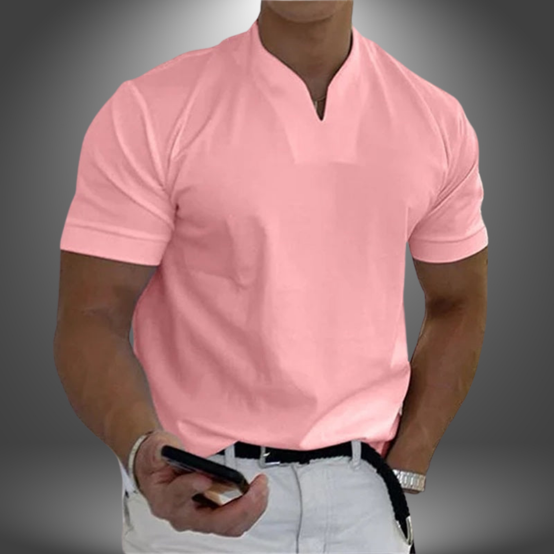 Herrars Notch Neck Slim Fit Kortärmad T-shirt