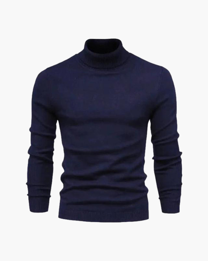 Mäns Finstickad Turtleneck Tröja Klassisk Passform