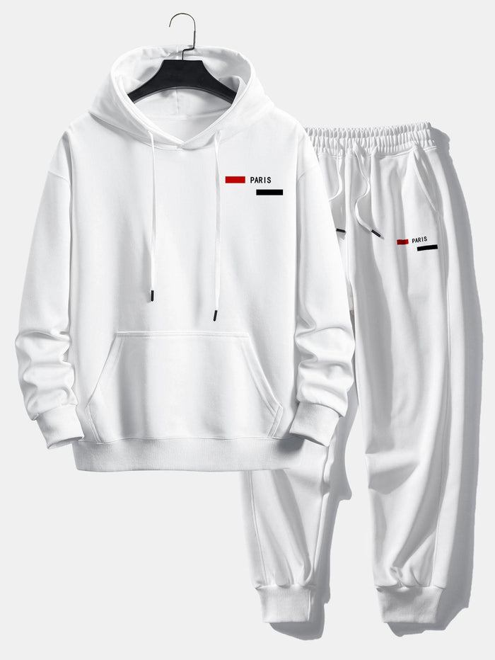 Herrarnas avslappnade träningsdräkt – Hoodie och joggers i bomullsblandning för avslappnad streetwear