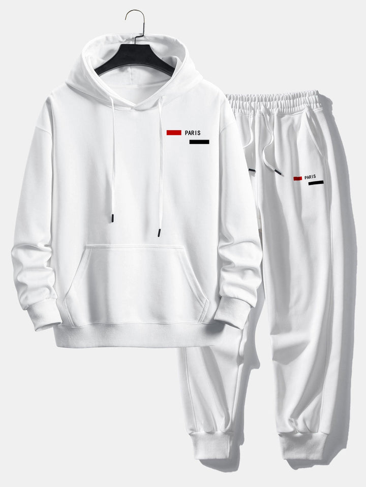 Herrarnas avslappnade träningsdräkt – Hoodie och joggers i bomullsblandning för avslappnad streetwear