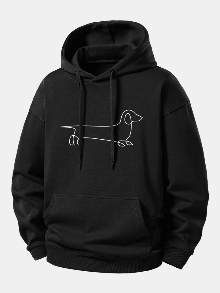 Herrens Avslappnade Hoodie Träningsdräkt – Rakbenade Pintuck Sweatpants för Avslappnad Gatustil