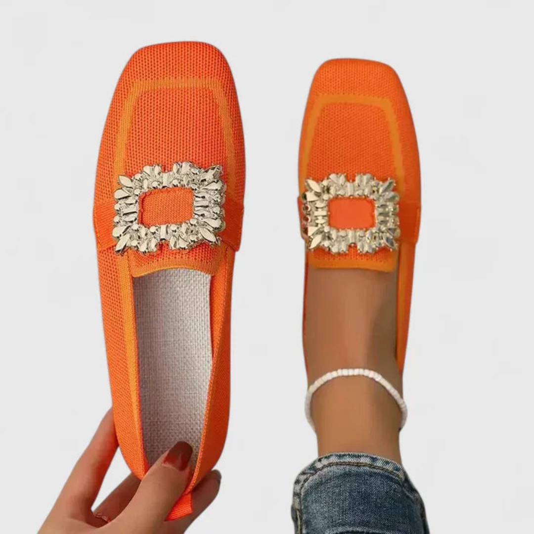 Kvinnors Kristallspänne Loafers – Dekorerade Slip-On Flats för Smart Casual Användning