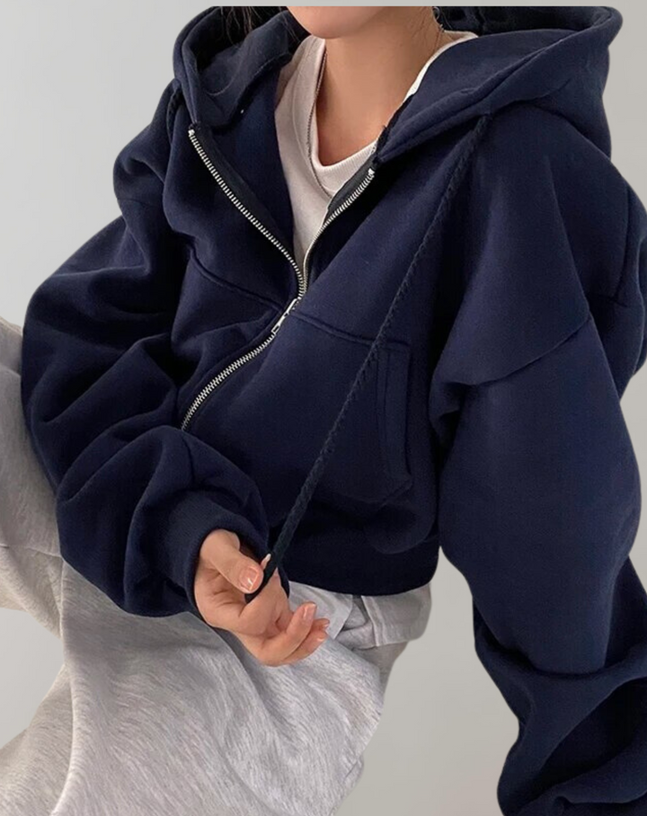 Kvinnors Hooded Zip Sweatshirt – Mjuk Bekväm Andningsbar Avslappnad Vardaglig Lounge Aktivkläder