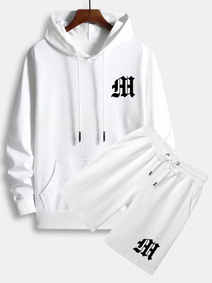 Herrars tryckta hoodie och shorts-set – Avslappnad co-ord för vardagsbruk