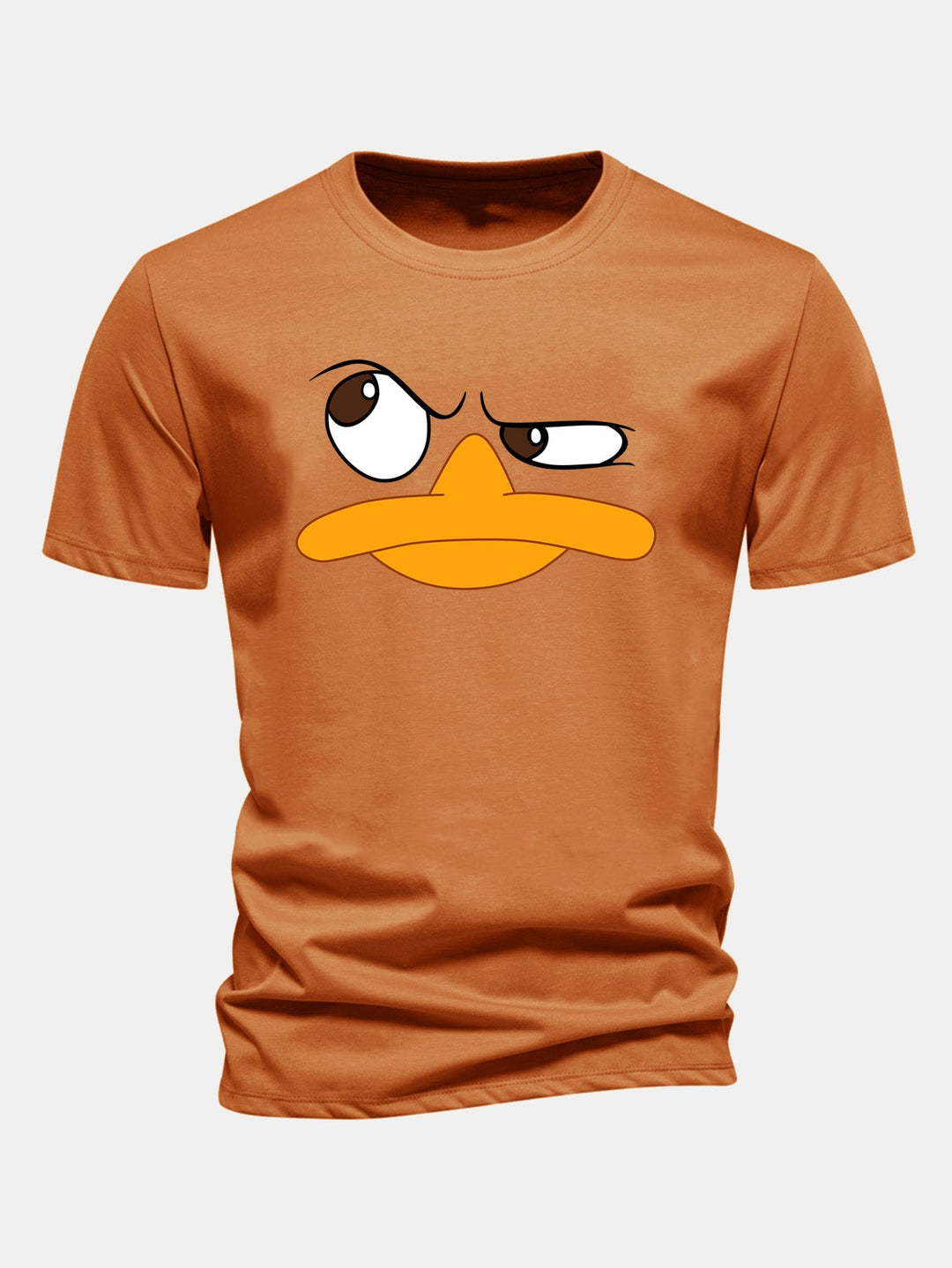 Herrens Grafiska T-shirt med Tecknad Ansiktstryck, Avslappnad Passform