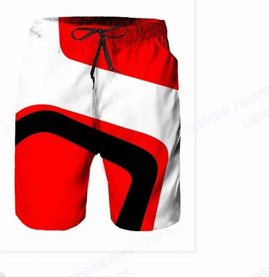 Herrarnas tryckta badshorts med dragsko för sommaren