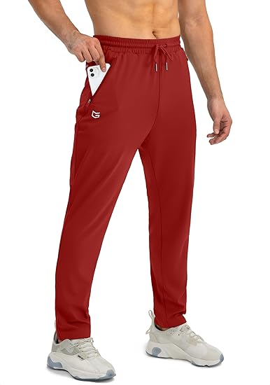 Herr Tapered Joggers – Lätta Stretch Träningsbyxor med Säkra Fickor med Dragkedja
