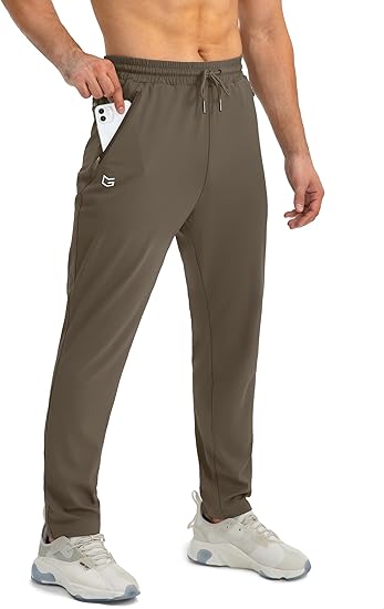 Herr Tapered Joggers – Lätta Stretch Träningsbyxor med Säkra Fickor med Dragkedja