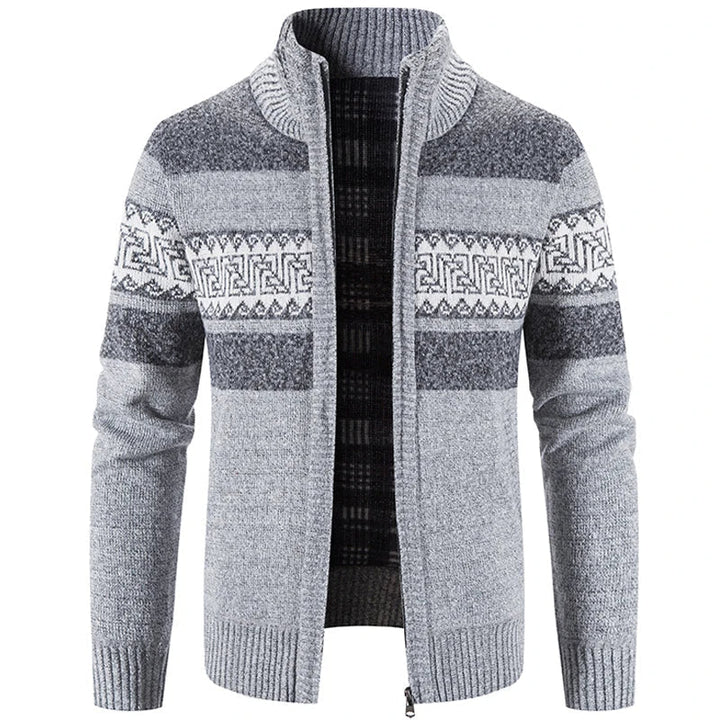 Herrars Varm Stickad Zip-Up Jacka – Mjuk Ståkrage Tröja för Höst och Vinter Lager