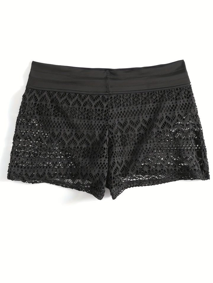 Kvinnors Öppenvävda Strandshorts med Elastisk Midja