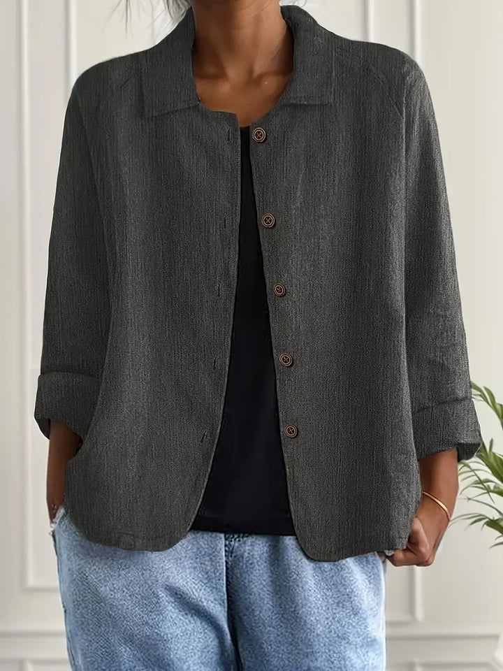 Kvinnors Lätta Knapp-Front Tröja Cardigan Casual Lager