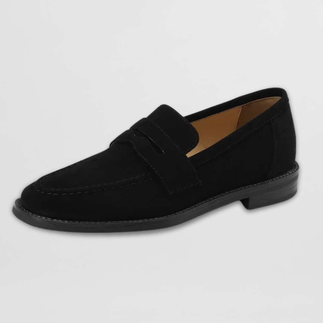 Kvinnors Suede Penny Loafers Klassiska Platta Vardagsskor