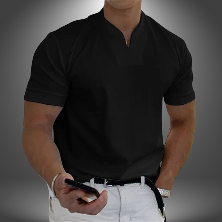 Herrars Notch Neck Slim Fit Kortärmad T-shirt
