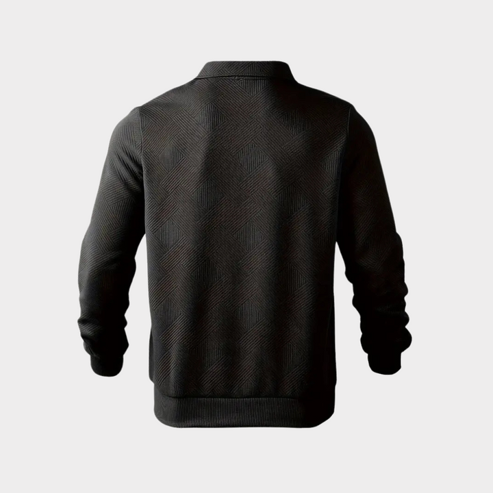 Herrars Texturerad Halv-Zip Sweatshirt – Smart Casual Polo Stil för Kallare Dagar