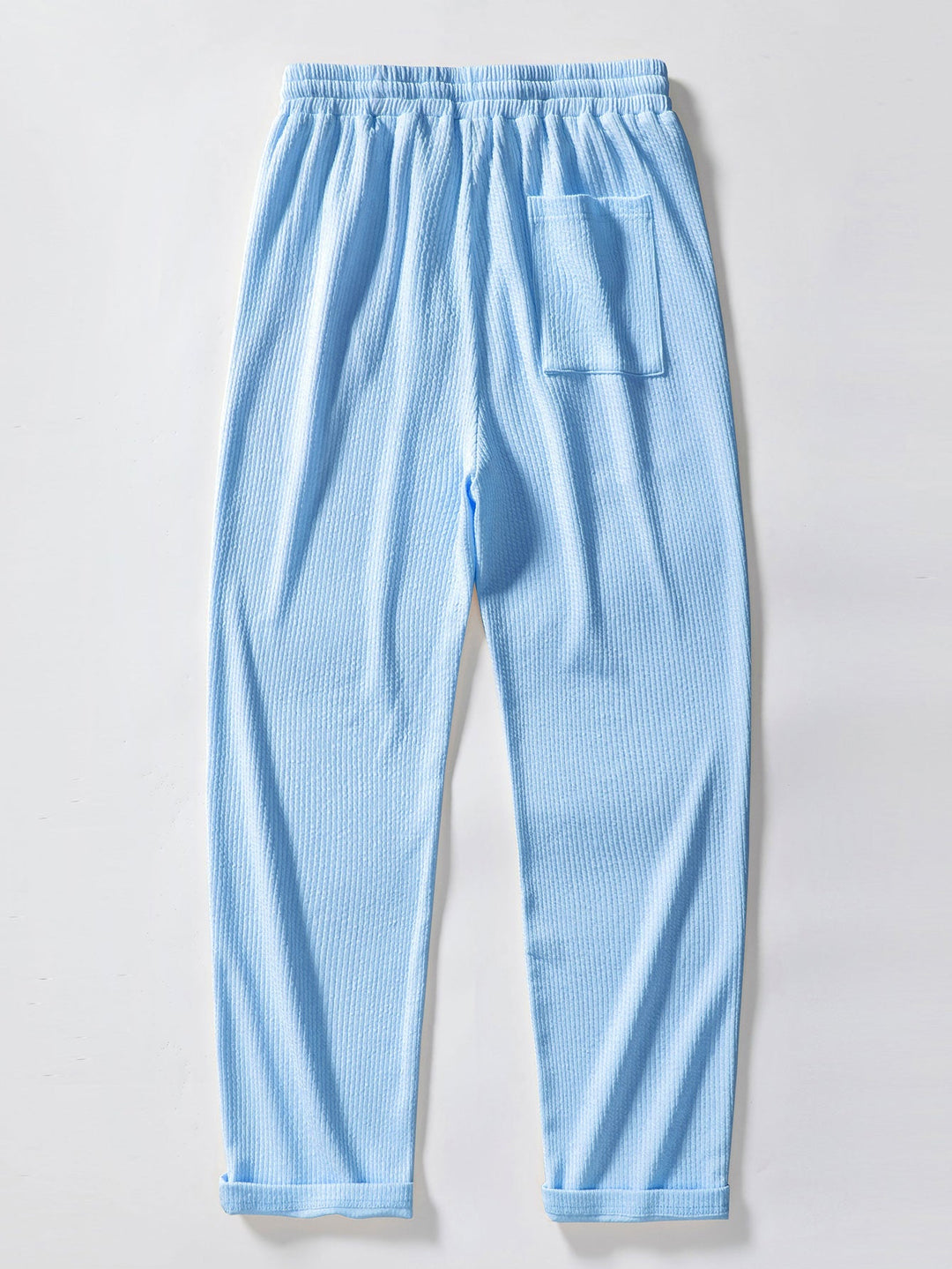 Herrens Ribbad Ståkrage Skjorta och Rakbenade Byxor – Stretch Smart Casual Set