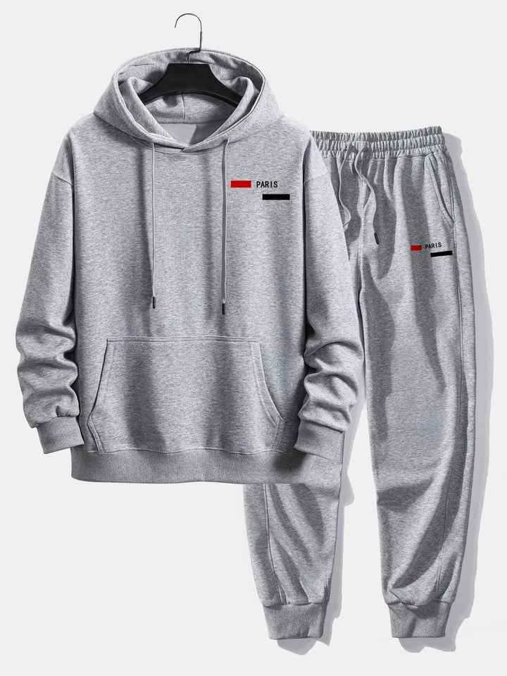 Herrarnas avslappnade träningsdräkt – Hoodie och joggers i bomullsblandning för avslappnad streetwear