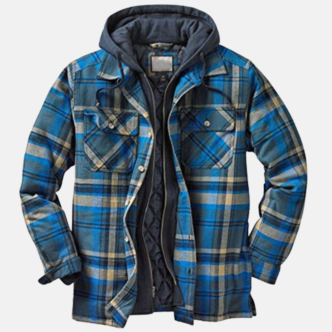 Herrarnas Varm Hooded Overshirt Jacka – Tryckt Vadderad Lager för Utomhusbruk