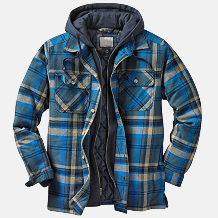 Herrarnas Varm Hooded Overshirt Jacka – Tryckt Vadderad Lager för Utomhusbruk