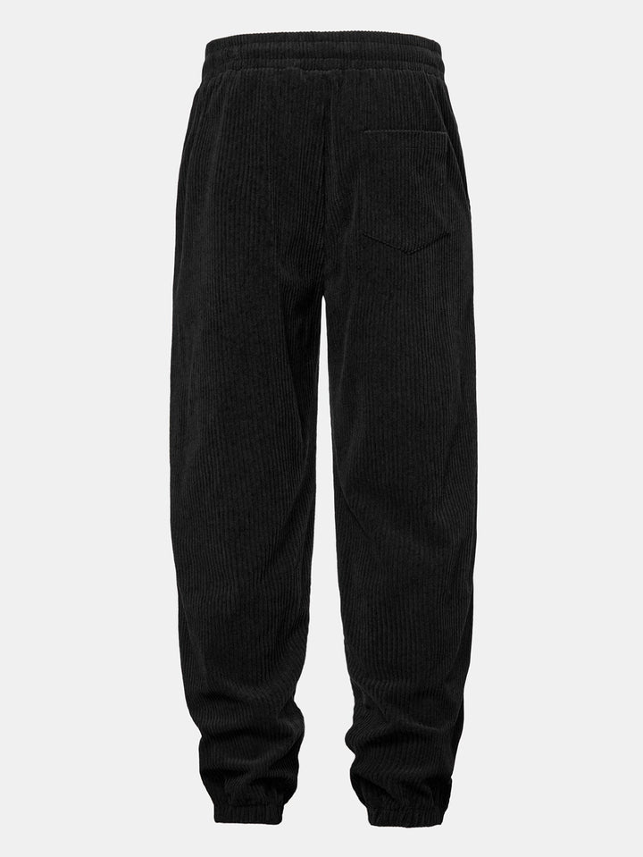 Herrars Corduroy Zip Träningsoverall – Avslappnad Hoodie och Joggers för Höstens Streetwear