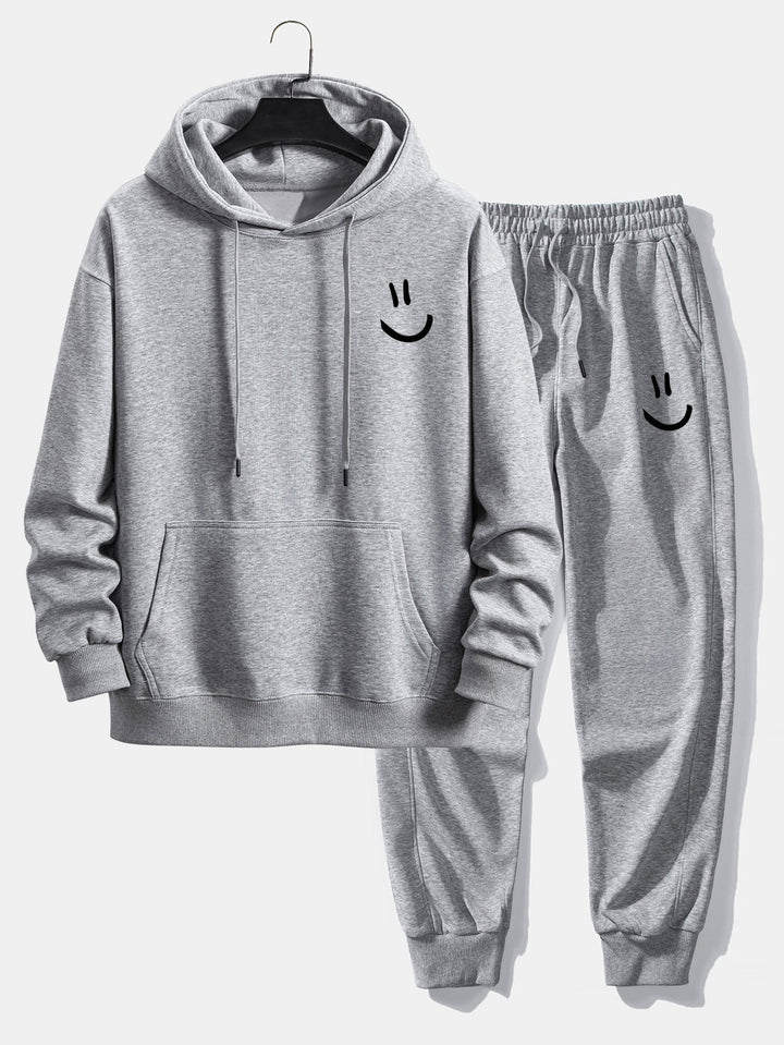 Herrars avslappnade hoodie och jogger-set – Bekväm bomullsblandning för helger