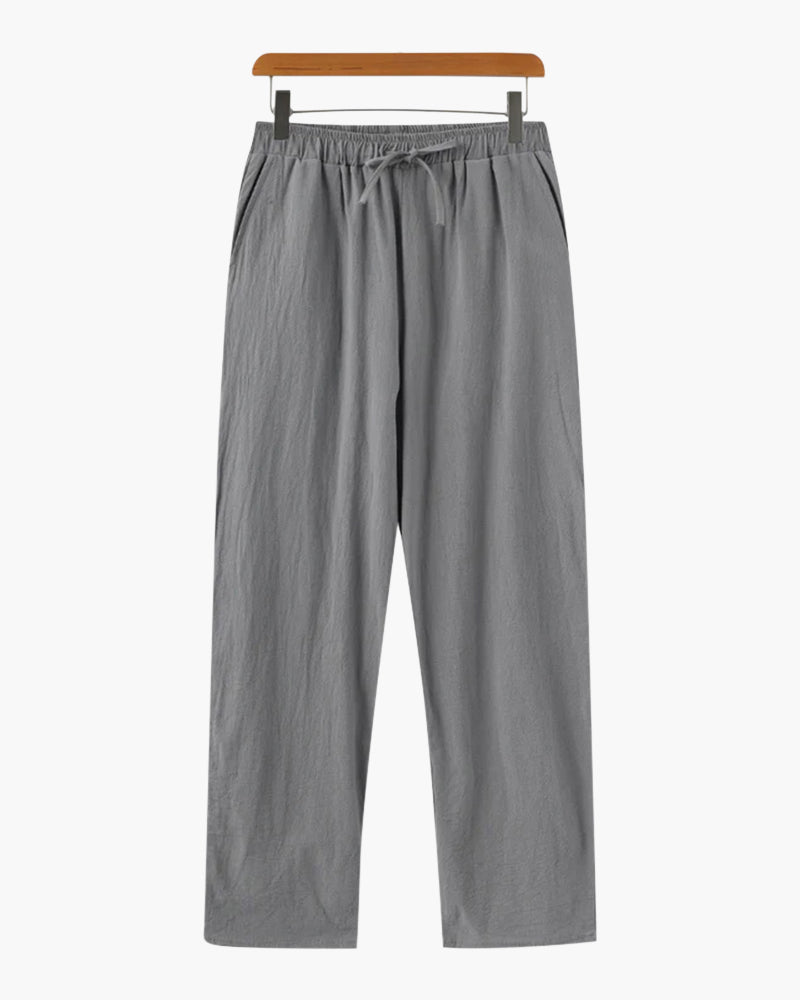 Herrarnas Avslappnade Linne Drawstring Byxor - Bekväma Byxor för Varje Dag